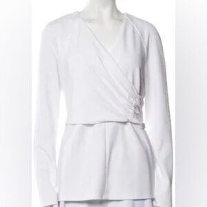 Tibi white jersey wrap blouse